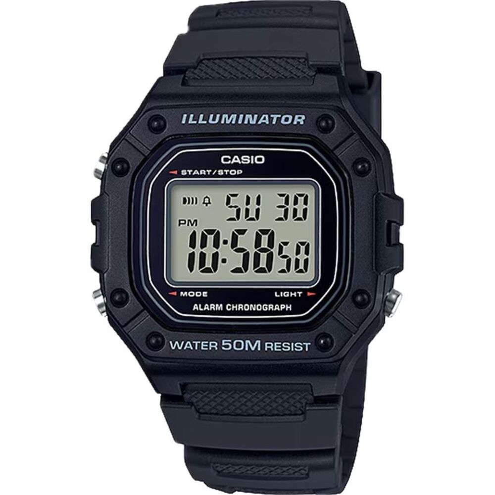 Casio Men's Water-Resistant Digital Watch with Black Dial - W-218H-1AVCF